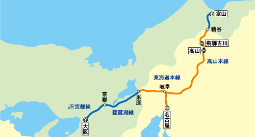 ＪＲ特急ひだ路線図